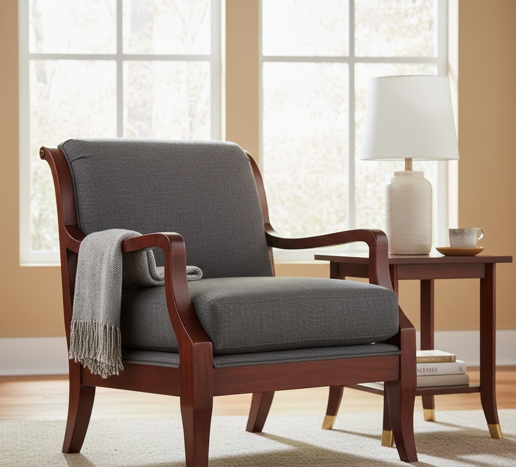 Handcrafted armchair with traditional upholstery