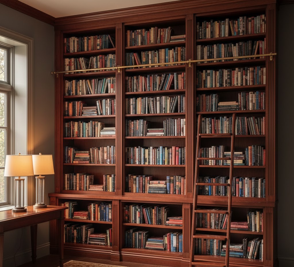 Custom built-in bookcase with classic design