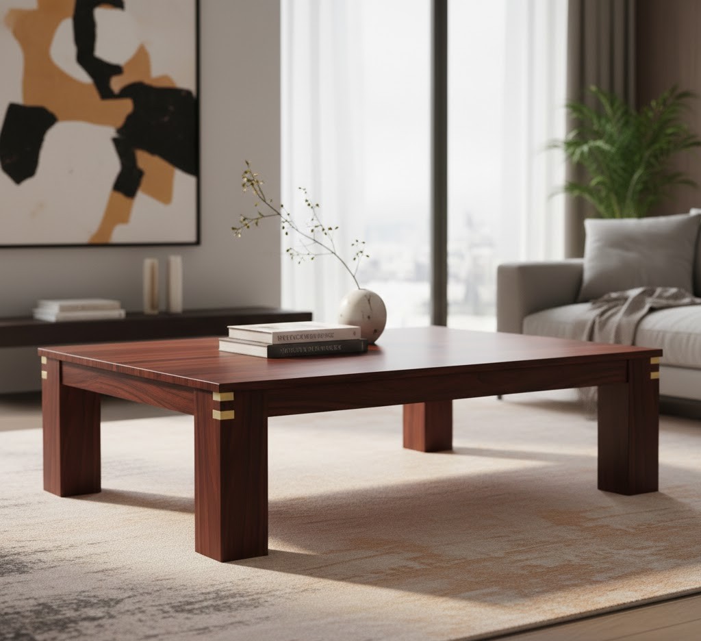 Modern coffee table with traditional joinery
